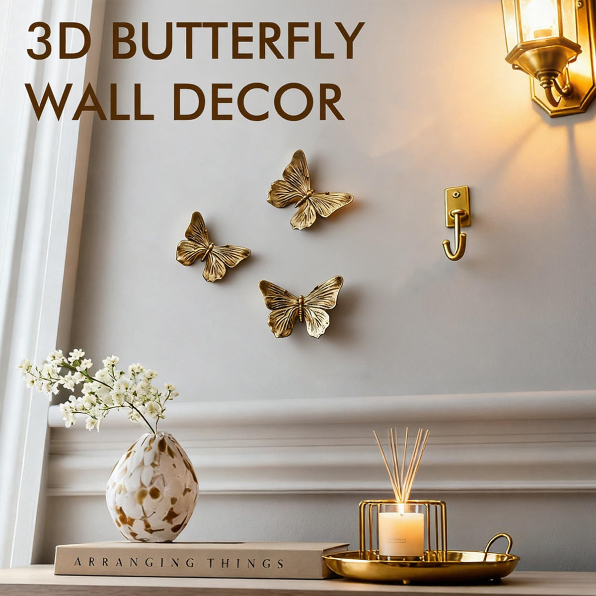 GUSFREUD back design shows easy hanging of 3D butterfly wall decor