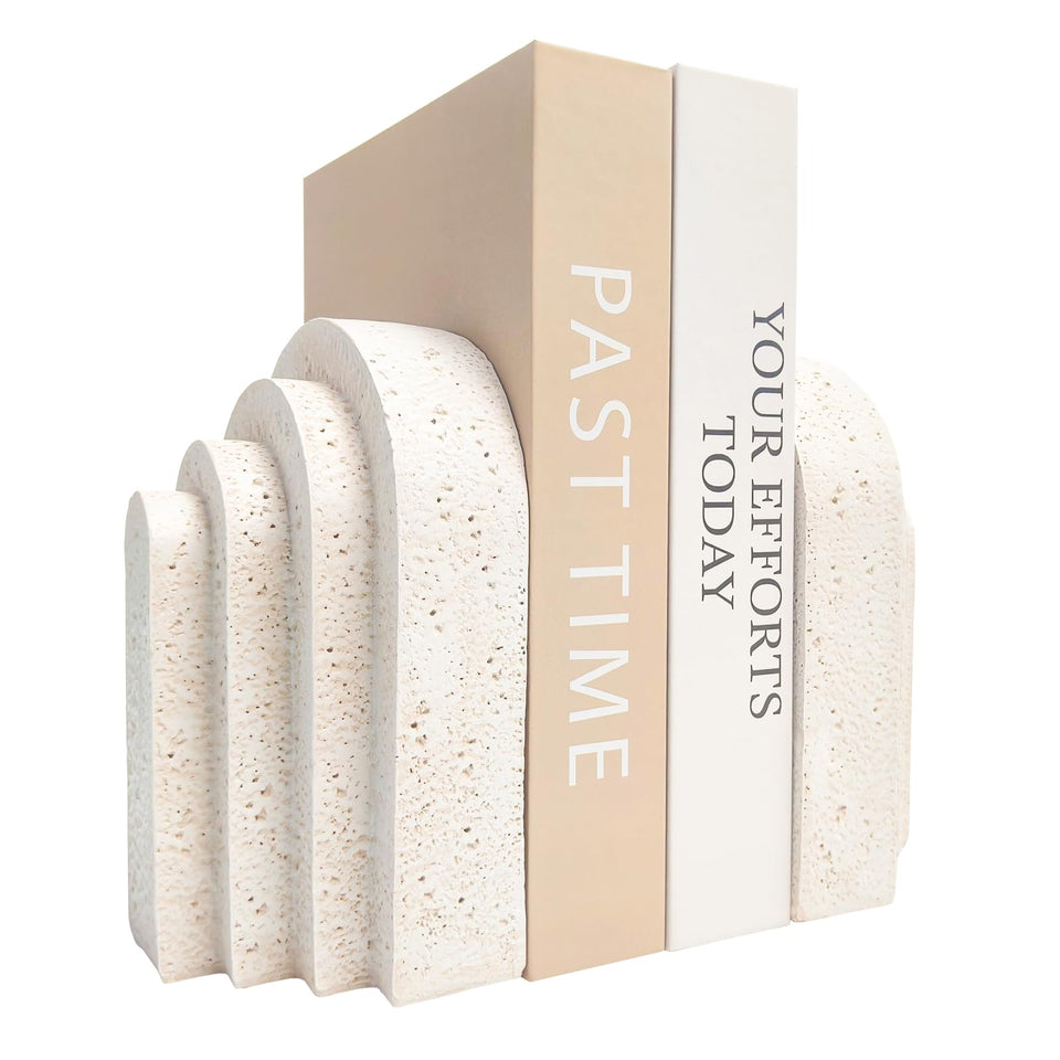 GUSFREUD heavy-duty book ends with layered arch design, front view for stable display.