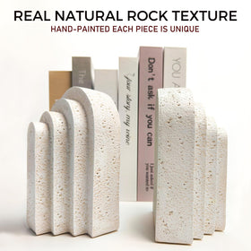 GUSFREUD resin decor bookends support heavy books on shelves.