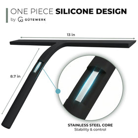 Ergonomic handle and flexible blade remove soap film efficiently