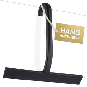 GÜTEWERK shower squeegee hang-hook: convenient hanging access on glass doors for quick cleanup.