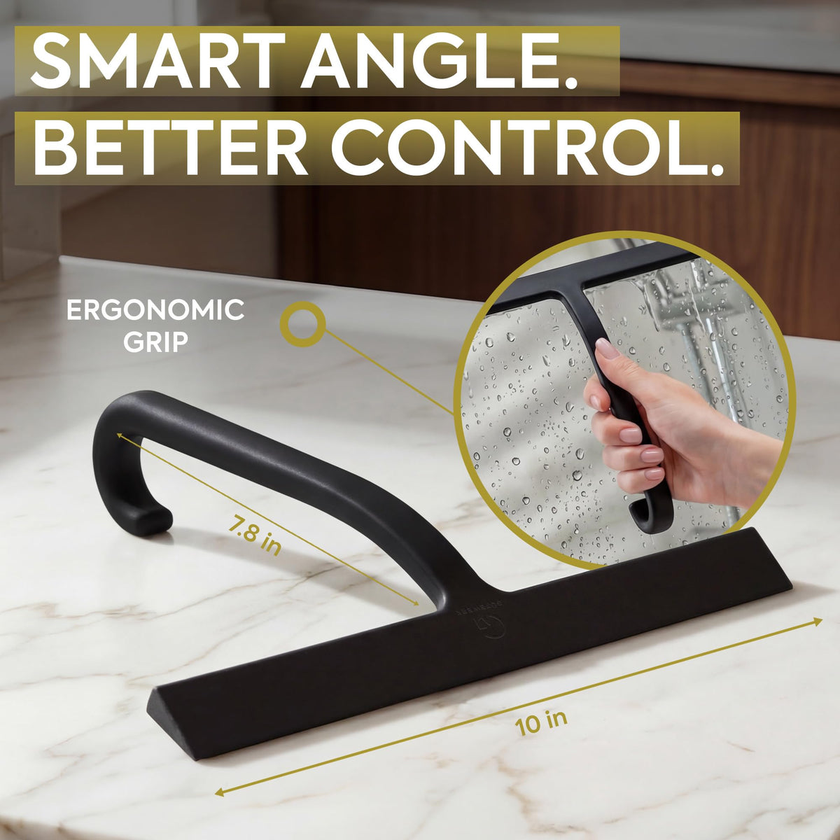 GÜTEWERK silicone-blade squeegee: safe, flexible blade for gentle, streak-free wiping.