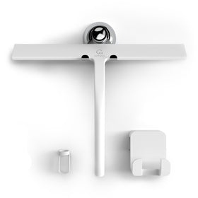 GÜTEWERK silicone shower squeegee on glass door for streak-free clarity