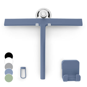 GÜTEWERK silicone shower squeegee with strong suction hook for simple wall mounting.