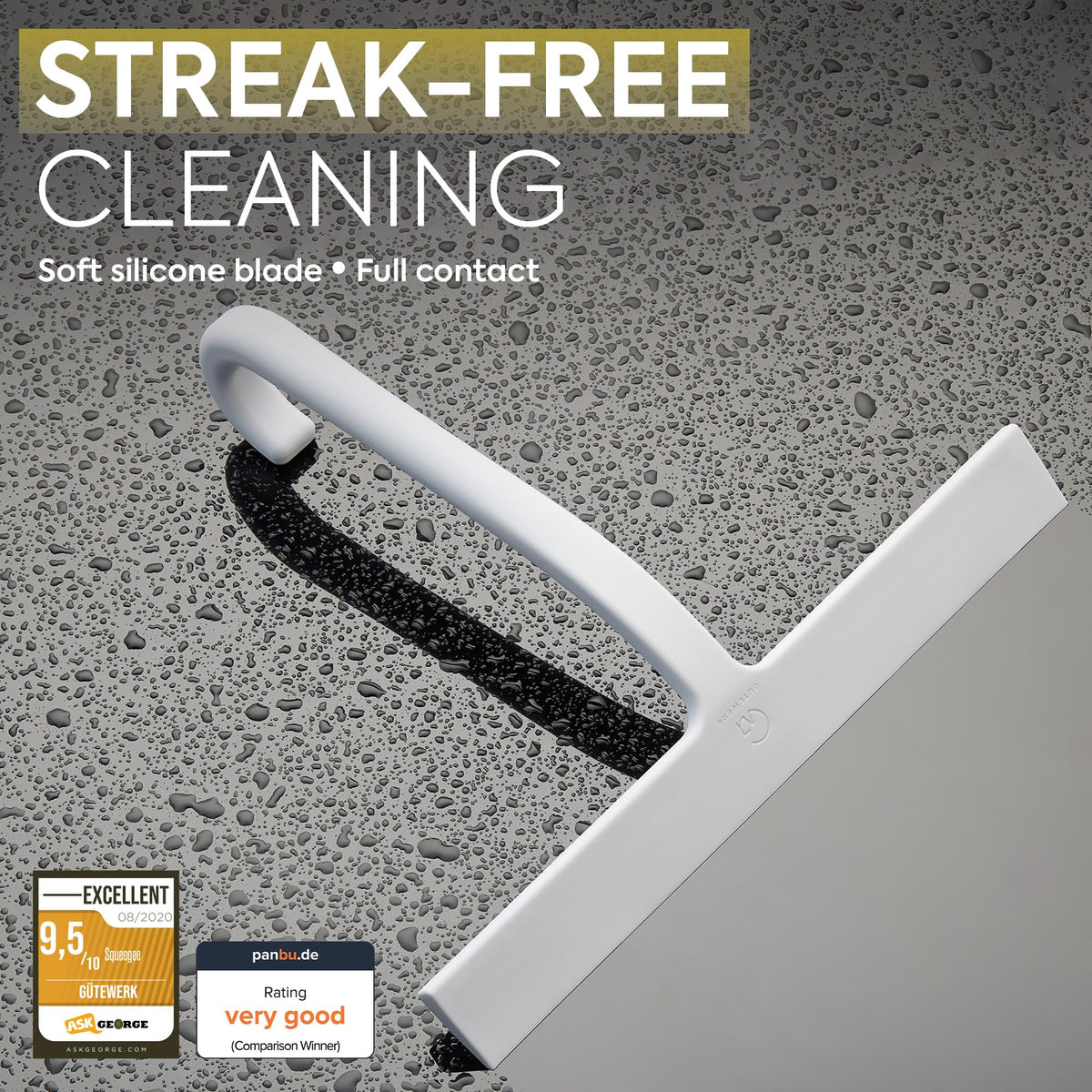 GÜTEWERK squeegee with durable stainless steel core visible