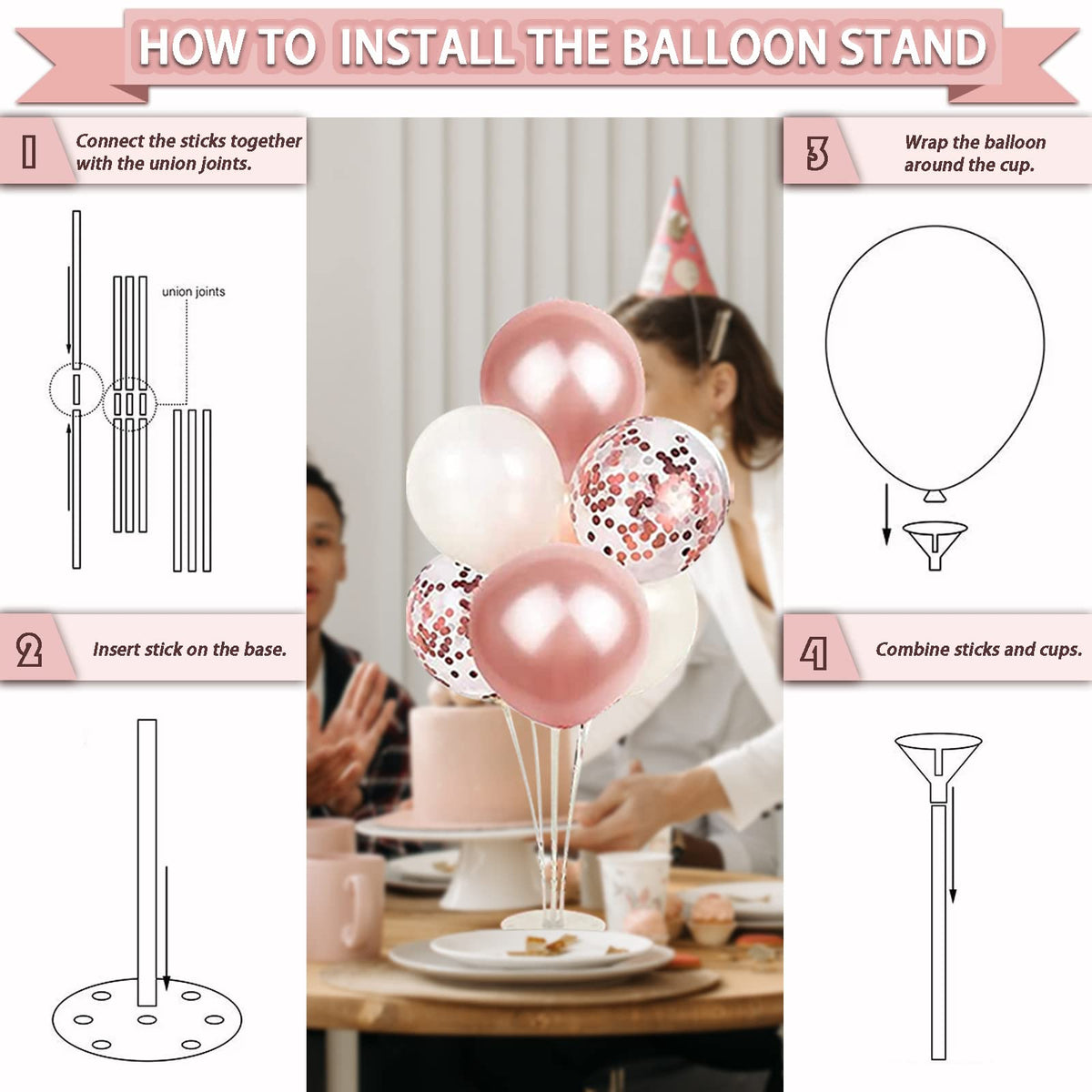 Guudmua rose gold balloon stand kit for easy setup