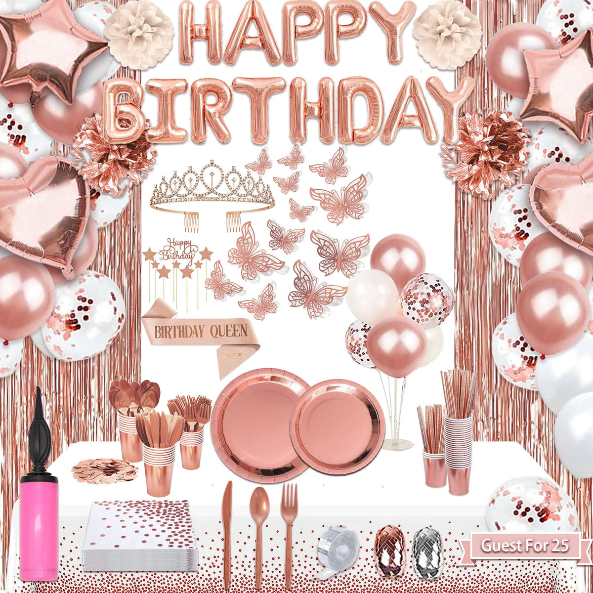Guudmua rose gold banner for an elegant birthday backdrop