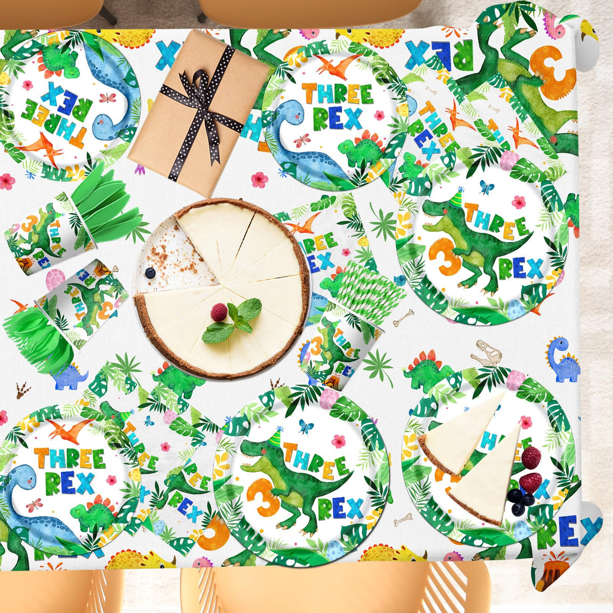 Guzbewu 9-inch dinosaur plates provide tidy serving for kids.