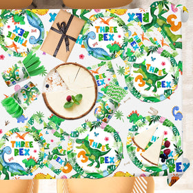 Guzbewu 9-inch dinosaur plates provide tidy serving for kids.