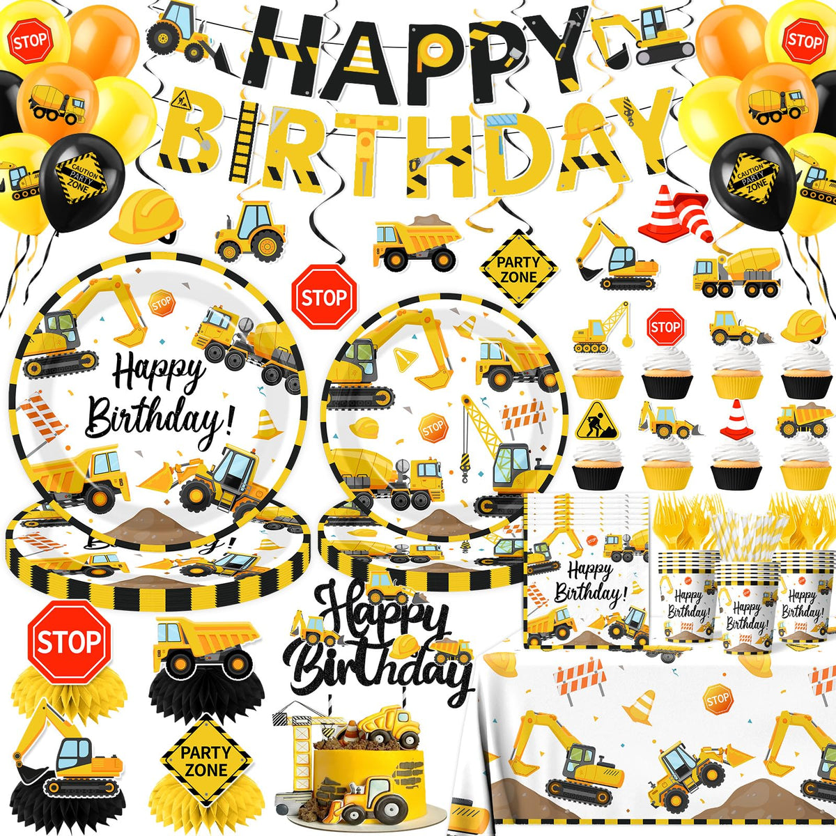 Guzbewu construction birthday banner brightens party decor and photo moments.