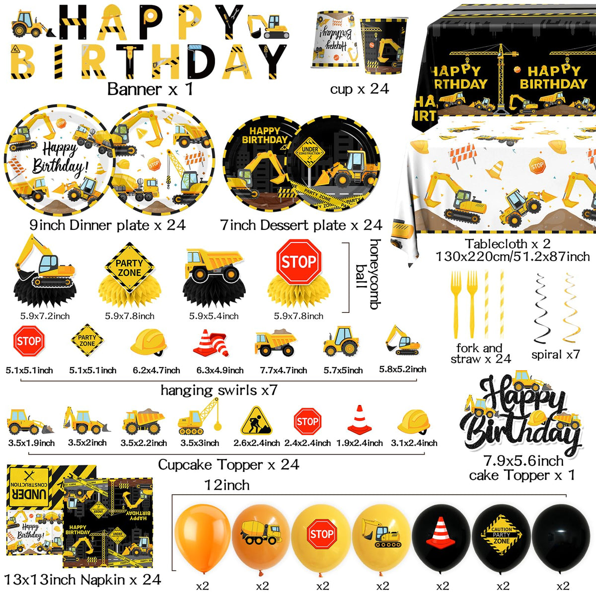 Guzbewu construction cupcake toppers create festive focal points.