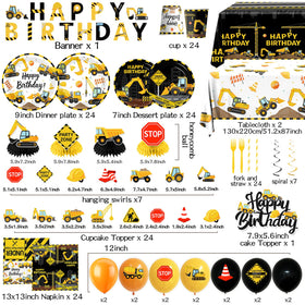 Guzbewu construction cupcake toppers create festive focal points.
