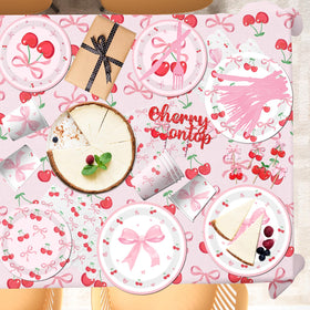 Guzbewu Tablecloth pastel pink ties dessert area together