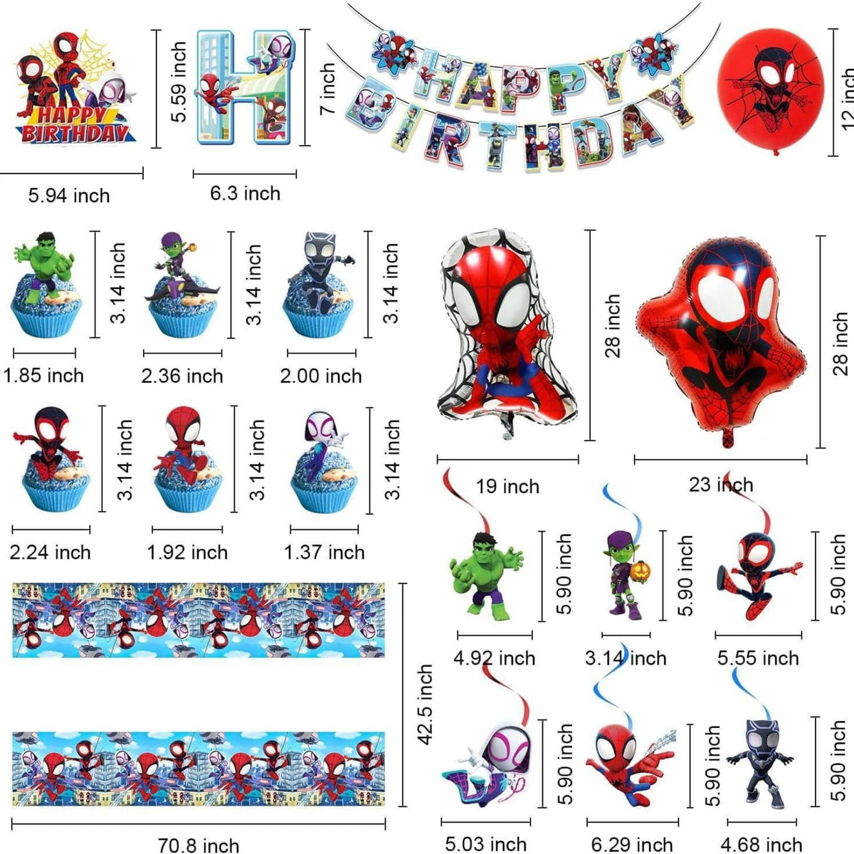 GVIOOEI spider foil balloons provide vibrant accents for celebrations.