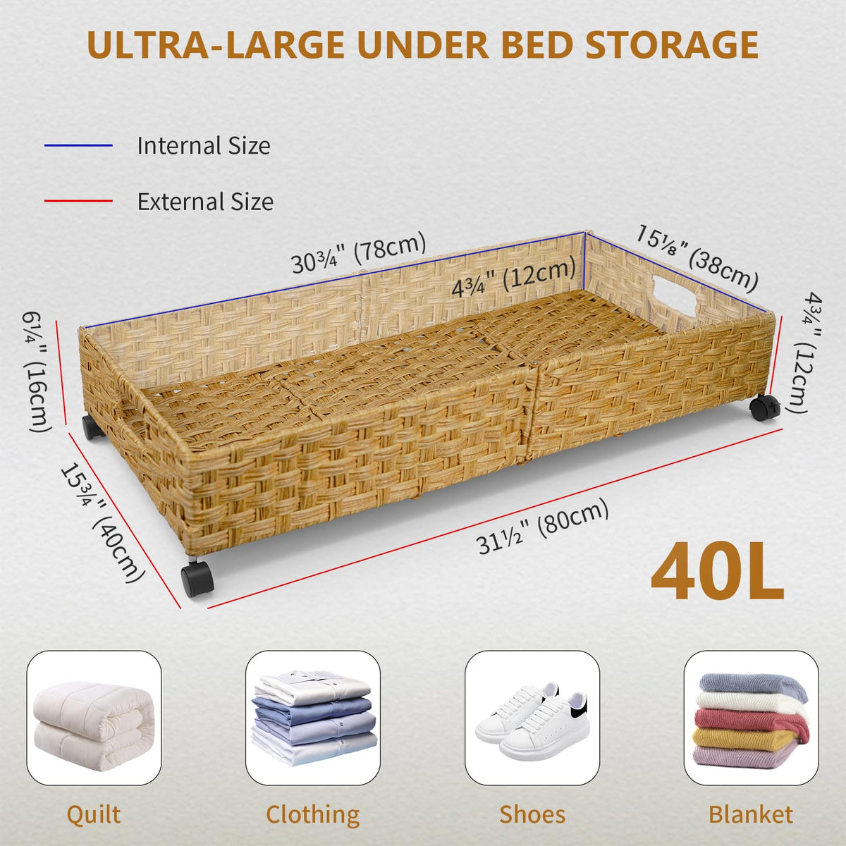 Gvztxoe handwoven rattan bin adds natural texture to bedroom organization.