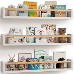 G&W Gruwald nursery shelves three-pack mounted on white wall for organized reading