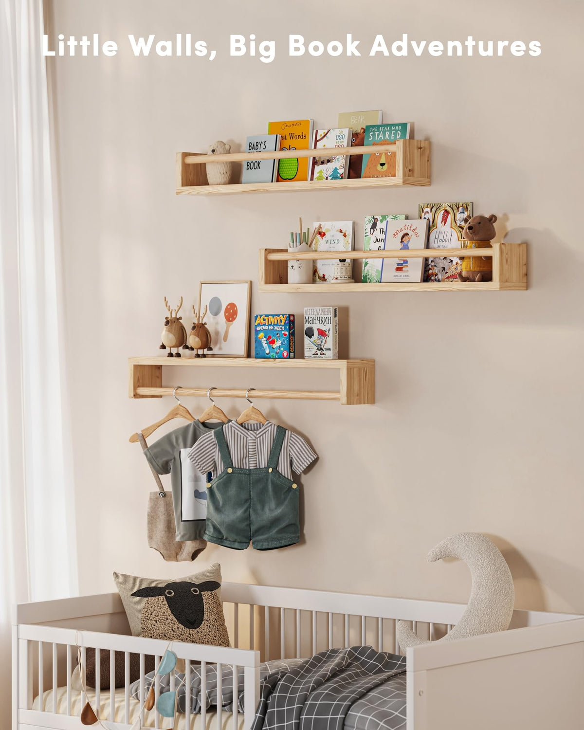 G&amp;W Gruwald bedroom display shelves perfect for books and plush adds charm