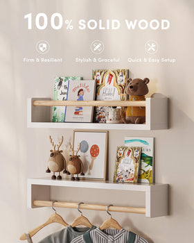G&amp;W Gruwald nursery book shelves wall mounted display in a child's room.