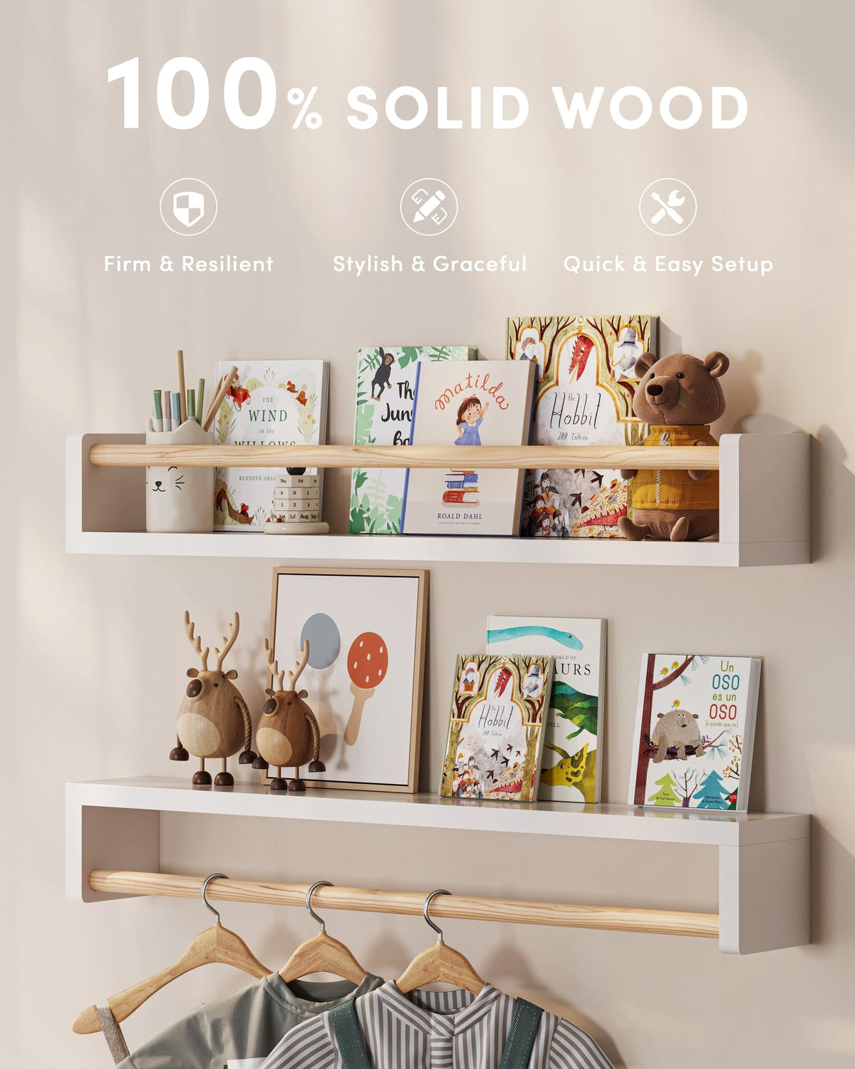 G&W Gruwald wall shelves for kids room with floating design