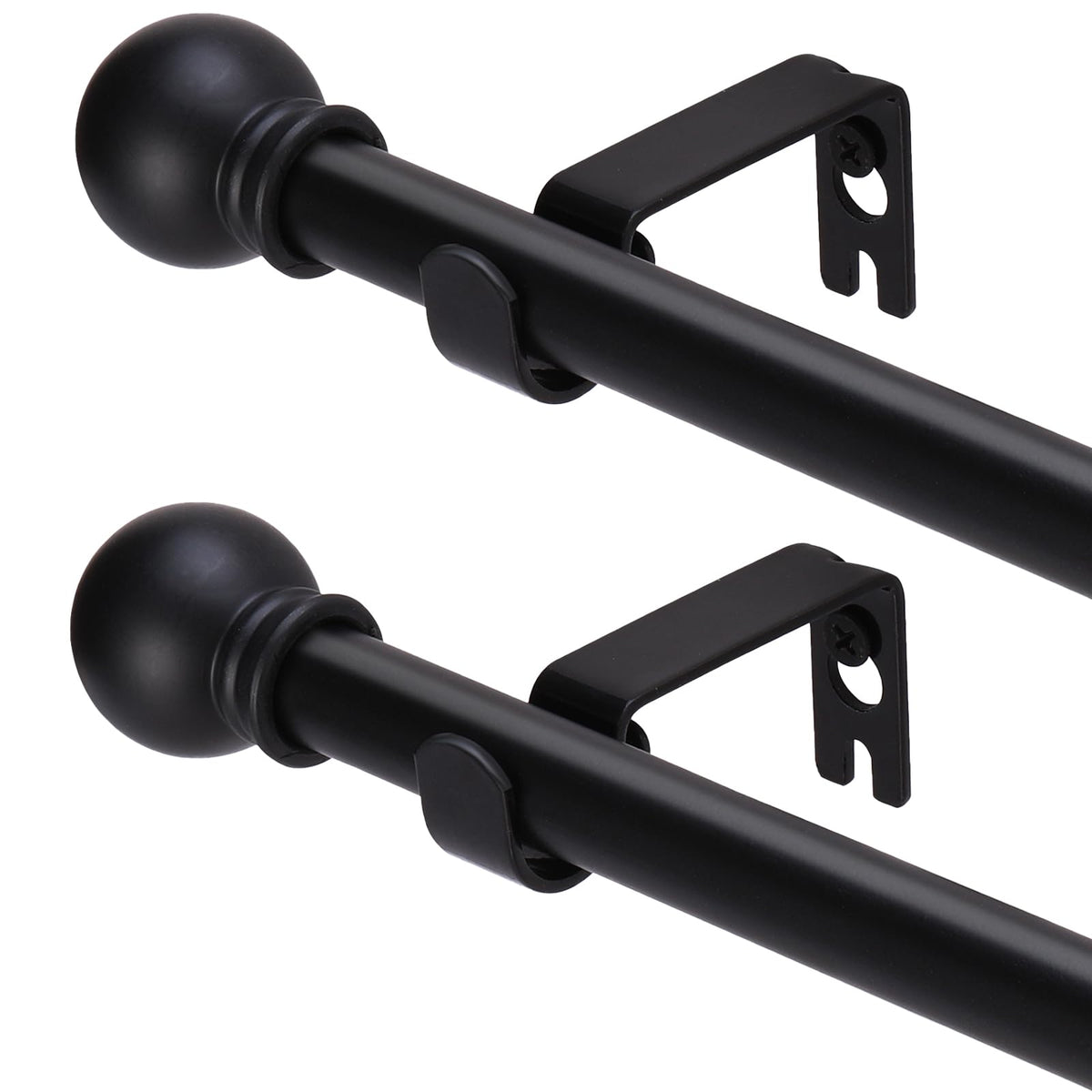 GXOACKJ 2-pack black curtain rods extended from 28 to 78 inches for flexible window sizing