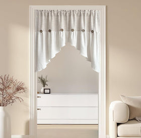 Gxi beige linen curtain swag for bathroom privacy with airy natural look