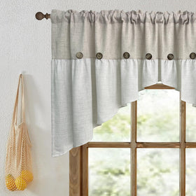 Gxi beige linen curtain swag kitchen valance filtering light with cottage feel