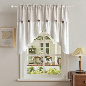 Gxi beige linen curtain swag in living room offering soft light diffusion