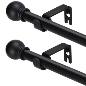 GXOACKJ 2-pack black curtain rods shown in a living room window demonstrate versatile use.