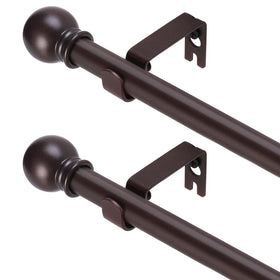 GXOACKJ 2-pack brown curtain rods close-up on bracket for sturdy mounting.