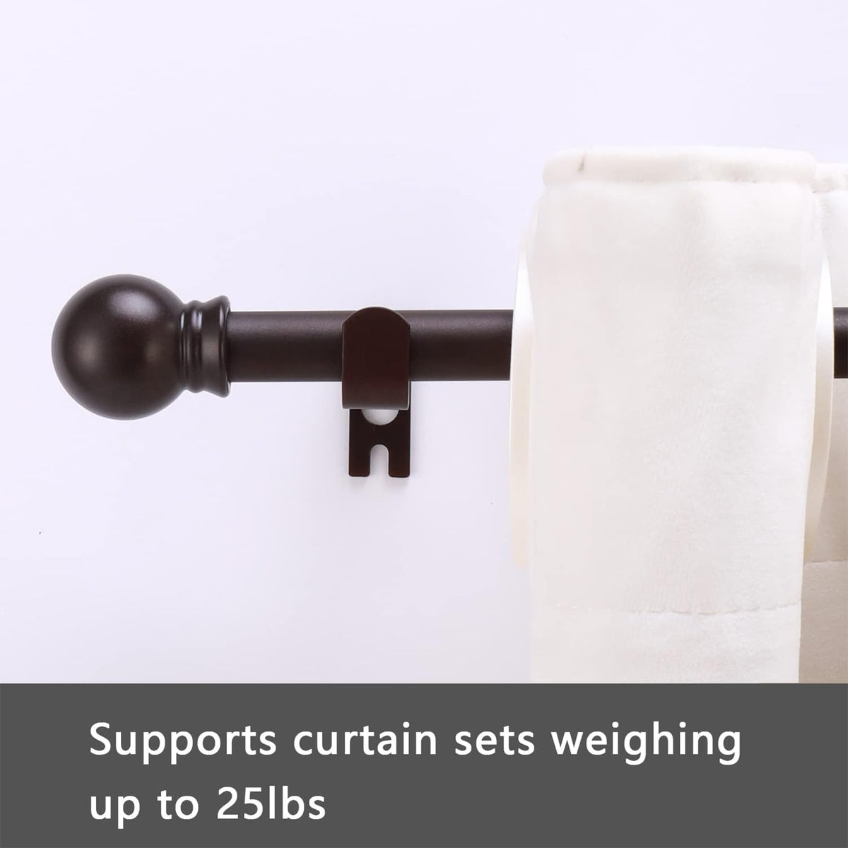 GXOACKJ 2-pack brown curtain rods showing splicing design for stronger support.