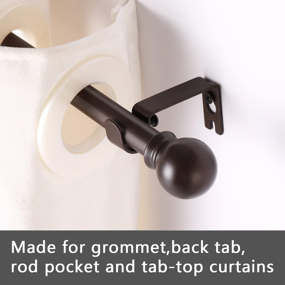 GXOACKJ kit includes brackets and hardware for quick, clean curtain rod installation.