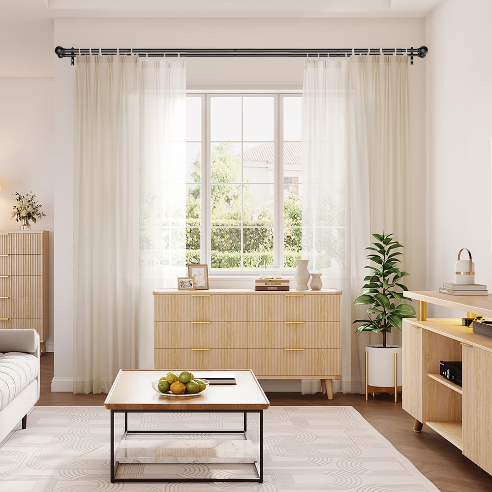 Heavy-duty GXOACKJ curtain rod with round finials for living spaces
