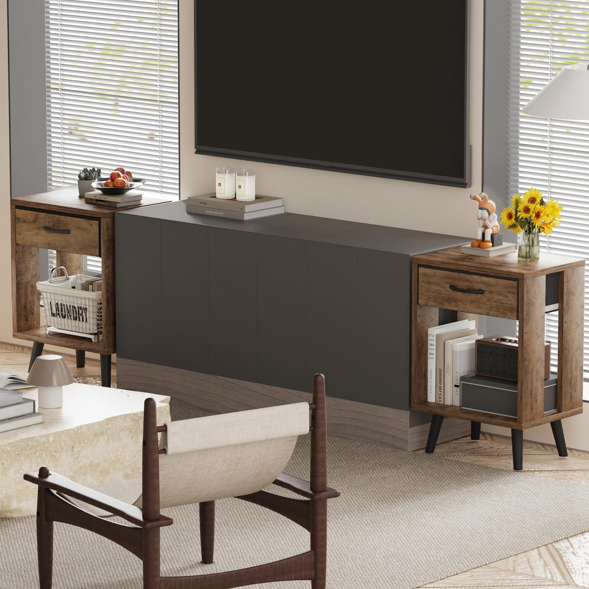 GYIIYUO bedside storage solution keeps essentials within easy reach.