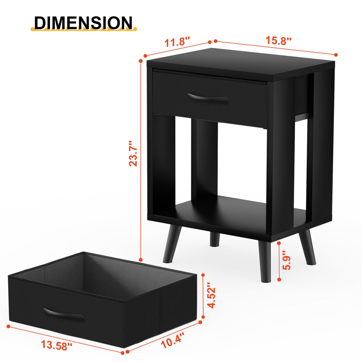 GYIIYUO nightstand provides extra surface for a lamp and alarm clock.