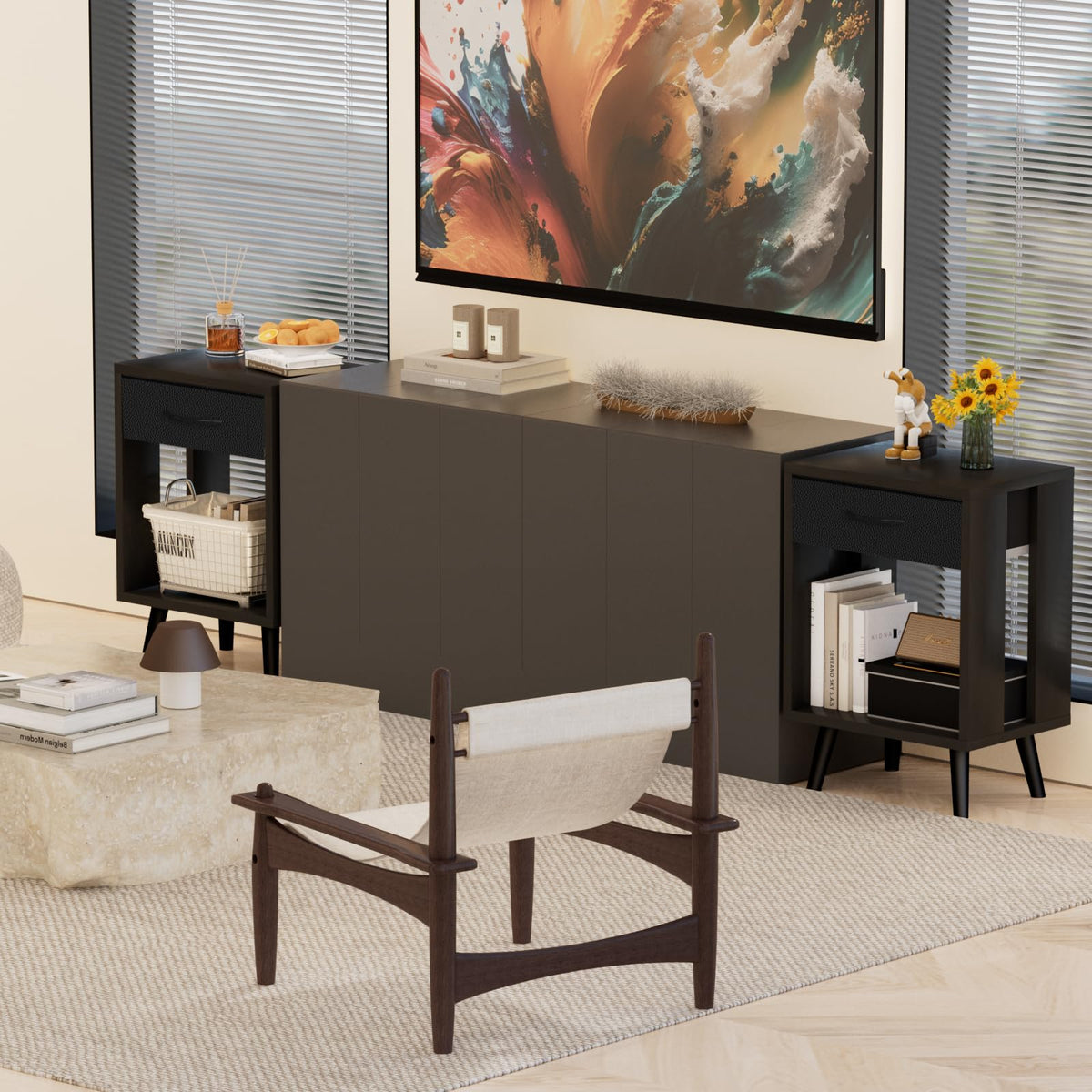 GYIIYUO nightstand drawer handle close-up highlights sturdy construction.