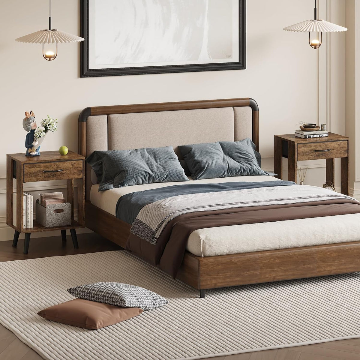 GYIIYUO open-shelves design provides quick-access storage by the bed.