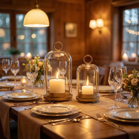 GYKLE lantern used as a chic vase with florals for seasonal style.