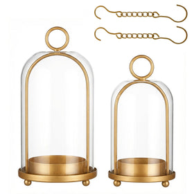 GYKLE vintage brass candle lantern set in full view showing two sizes for versatile decor.