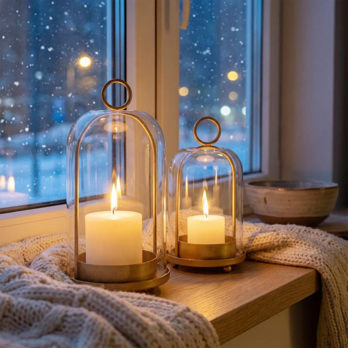 Soft, inviting glow from the GYKLE lantern enhances dinner ambiance.