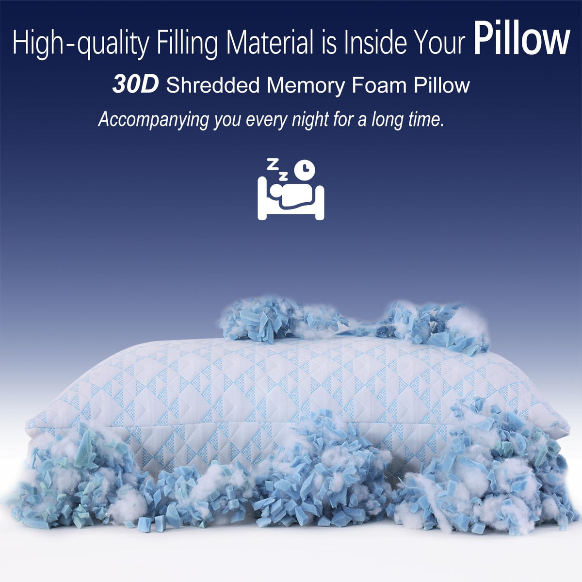 GYlongFA adjustable loft pillow close-up showing removable filling for custom firmness