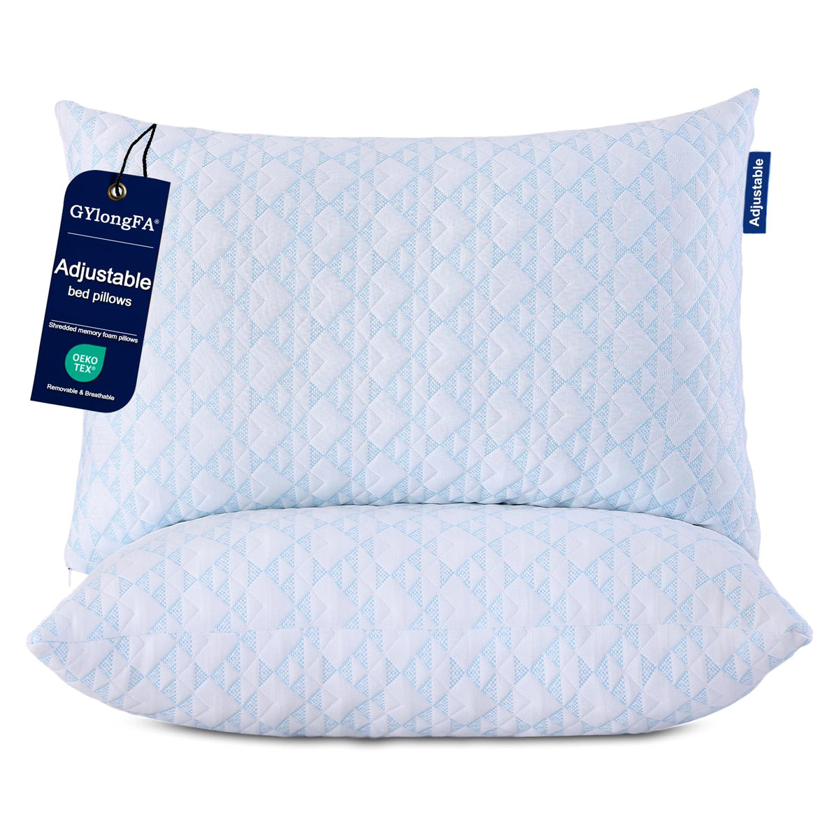 GYlongFA memory foam pillow 2-pack with adjustable loft for personalized neck support