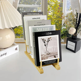 GYSLEOT wood puzzle-rack easel keeps magazines and art prints organized.