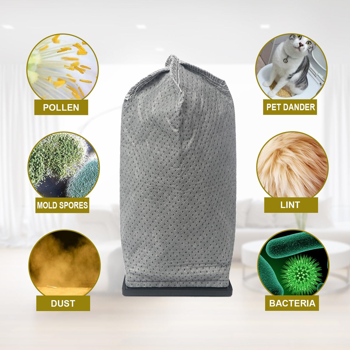 GZJoSum filtration graphic highlights 99.9% capture of indoor pollutants