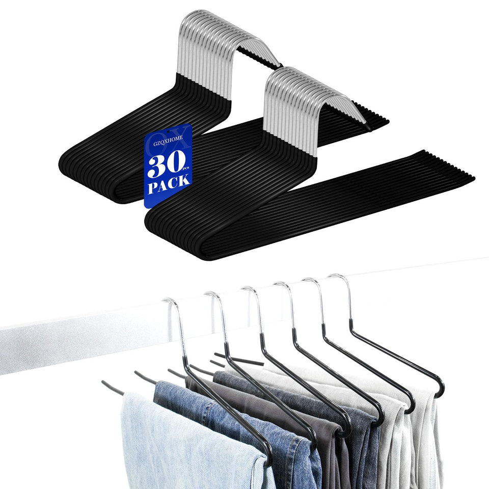 GZQXHOME pants hanger with non-slip surface keeps trousers secure.