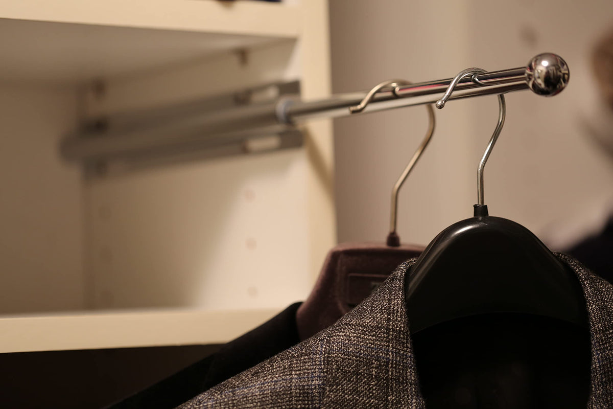 Valet rod extended to 8-3/4 inches for extra hanging space