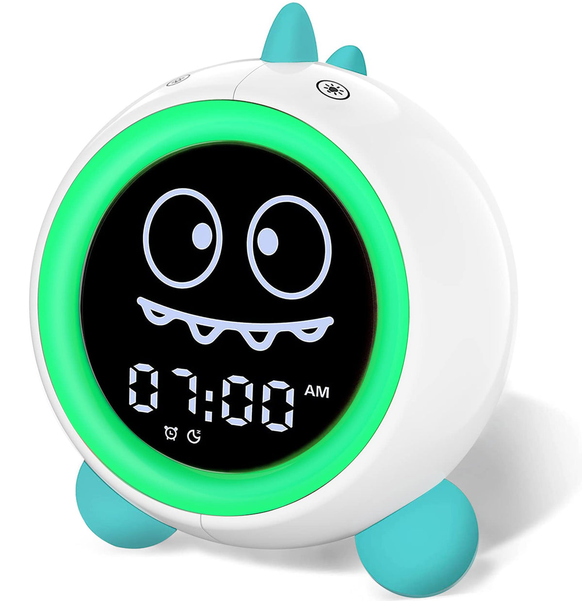 H-chin Dino alarm clock display guides wake times with friendly visuals for kids