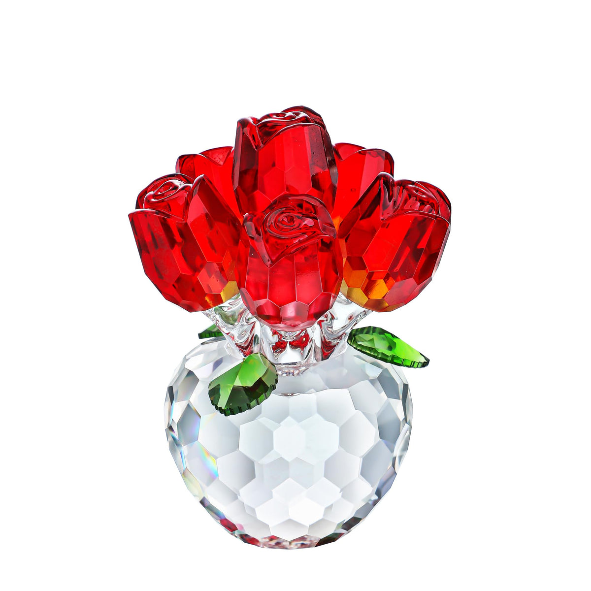 H&D Hyaline & Dora crystal red rose figurine with six roses for an elegant display