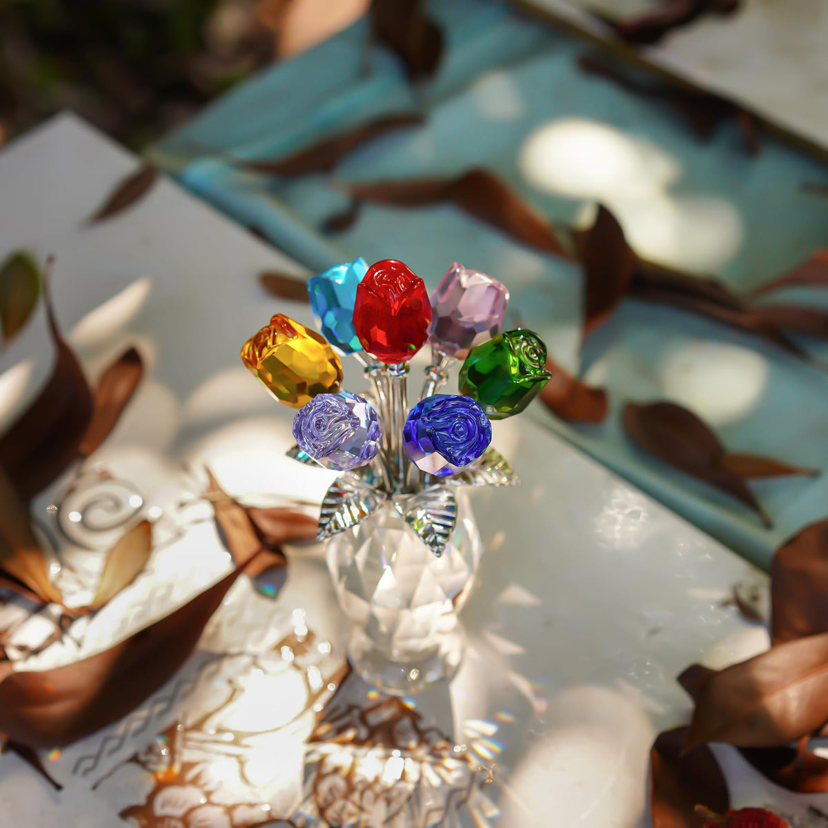 HD Hyaline Dora crystal rose figurine home decor setup for living room