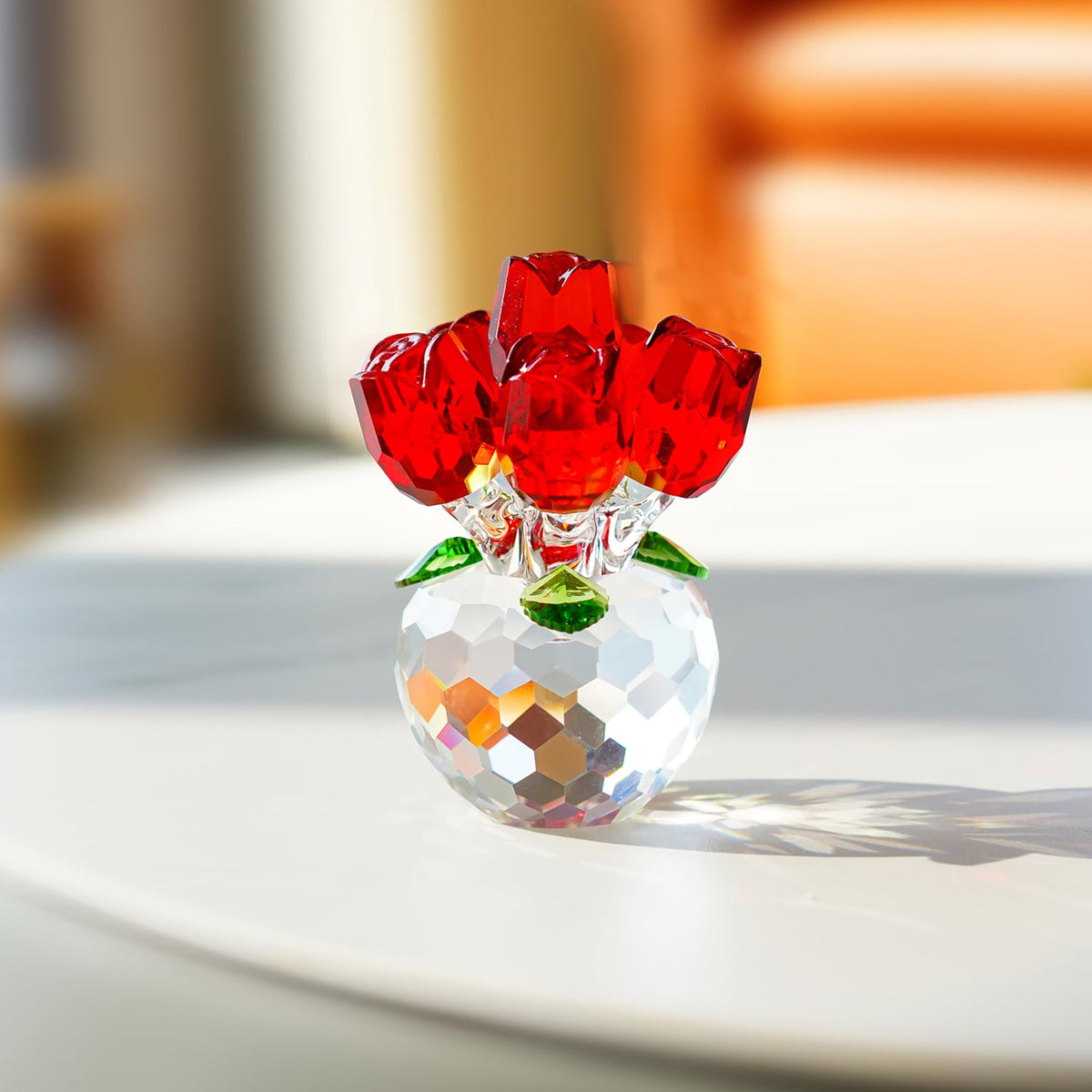 H&D Hyaline & Dora green leaves crystal roses for lifelike contrast