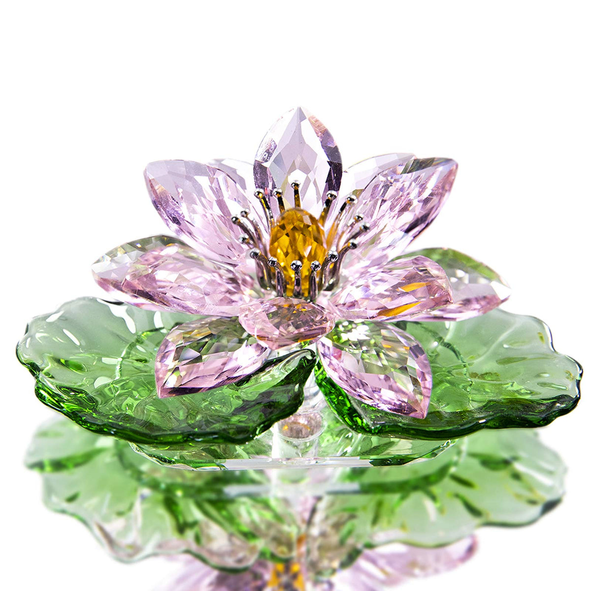H&D Hyaline & Dora pink sparkle crystal lotus centerpiece reflecting rainbow light